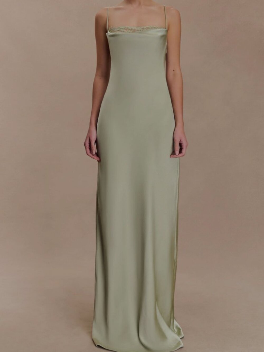 MESHKI Isadora Lace & Satin Maxi Dress - Sage